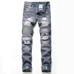 Nostalgic ripped motorcycle jeans Jeans for Men's Long Jeans #99908597