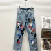 Chrome Hearts Inspired Blue Denim Jeans With Colorful Cross Patches For Edgy Fashion #B54231