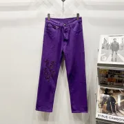 Chrome Hearts Jeans for Men Purple Combo Embroidered #B53839