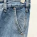Chrome Hearts Style Blue Denim Jeans With Yellow Cross Patches For Bold Street Fashion #B54230