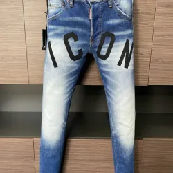 2025 DSQ2 Men's Denim Jeans  Bold ICON Print with Faded Wash for Trend - Setting Gentlemen #B54863