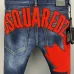 2025 DSQ2 Men's Denim Jeans Bold Red Maple Leaf Print with Faded Wash for Trendy Gentlemen #B54871