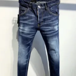 DSQ2 Men's Denim Jeans Edgy Distressed Design with Paint Splatter and Zipper Detail for Fashion Rebels #B54865