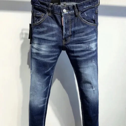 DSQ2 Men's Denim Jeans Edgy Distressed Design with Paint Splatter and Zipper Detail for Fashion Rebels #B54865