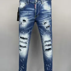 DSQ2 Men's Denim Jeans Edgy Distressed Design with Paint Splatter and Zipper Detail for Fashion Rebels #B54866