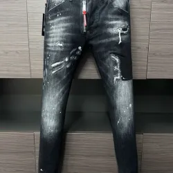DSQ2 Men's Denim Jeans Edgy Distressed Design with Paint Splatter and Zipper Detail for Fashion Rebels #B54867
