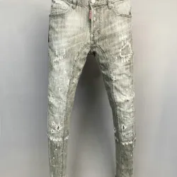 DSQ2 Men's Denim Jeans Edgy Distressed Design with Paint Splatter and Zipper Detail for Fashion Rebels #B54868
