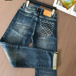 2025 LV Men's Denim Jeans  Distressed Design with Signature Monogram Pocket for Fashion   Forward Gents #B54845