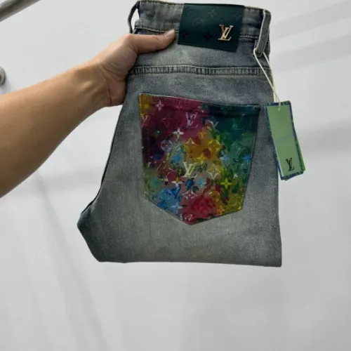 2025 LV Men's Denim Jeans  Distressed Design with Signature Monogram Pocket for Fashion   Forward Gents #B54847