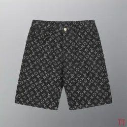  Black Denim Print Shorts #B52915