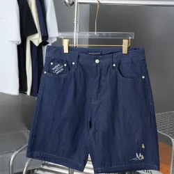  Lettering embroidered denim shorts #B52914