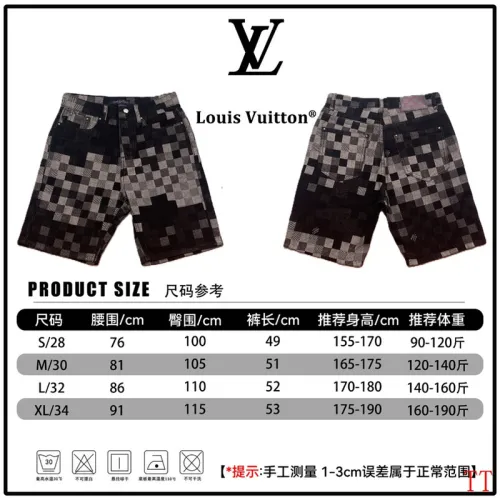 Louis Vuitton Pants for Louis Vuitton Short Pants for men Black plaid jeans short #B52910