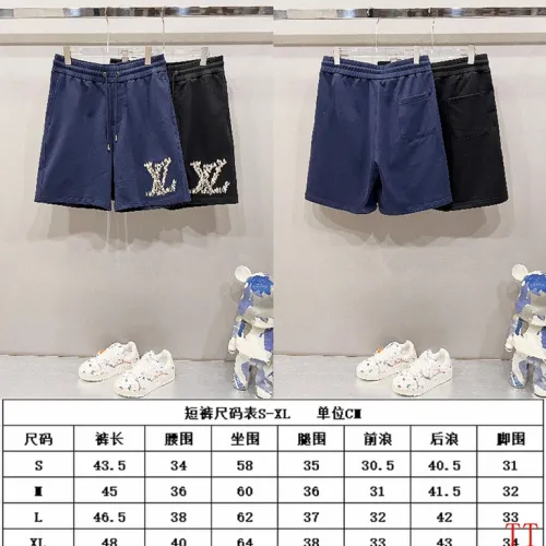 Louis Vuitton Short Pants for men Pure Cotton Black/Blue #B52911