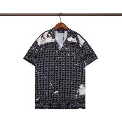 Amiri Black Patterned Cuban Collar Short Sleeve Shirt With Artistic Details #B54193