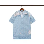 Amiri Blue Paisley Print Cuban Collar Short Sleeve Shirt for Summer Style #B54191