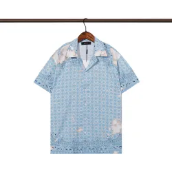 Amiri Blue Paisley Print Cuban Collar Short Sleeve Shirt for Summer Style #B54191