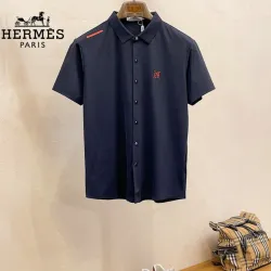 HERMES shirts for HERMES short sleeved shirts for men #B61456