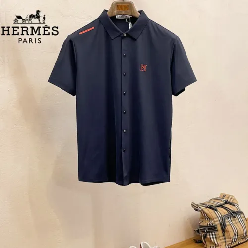 HERMES shirts for HERMES short sleeved shirts for men #B61456