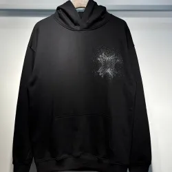 AMIRI Black Hoodie With Intricate Silver Back Graphic And Brand Name #B54243
