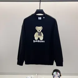Black/White Sweatshirt With Cute Teddy Bear And Burberry - Inspired Scarf Design #B54343