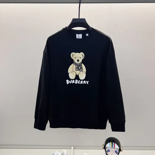 Black/White Sweatshirt With Cute Teddy Bear And Burberry - Inspired Scarf Design #B54343