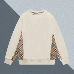 Burberry Inspired Beige/Black Sweatshirt With Signature Check Pattern Panels #B54232