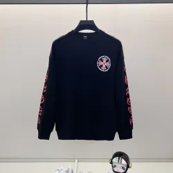 Chrome Hearts Black/White Sweatshirt With Red Cross And Gothic Logo Print On Back And Sleeves #B54340