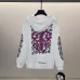 Chrome Hearts White Hoodie With Intricate Gothic Pink Black Logo And Sleeve Patterns #B54373
