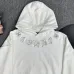 Chrome Hearts White/Black/Blue Hoodie Featuring Gothic Cross and Letter Embroidery Artwork #B54217
