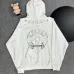 Chrome Hearts White/Black/Blue Hoodie Featuring Gothic Cross and Letter Embroidery Artwork #B54217