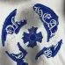 Chrome Hearts White/Black/Blue Hoodie with Blue Embroidered Cross and Distressed Smoke Effects #B54218