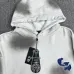Chrome Hearts White/Black/Blue Hoodie with Blue Embroidered Cross and Distressed Smoke Effects #B54218