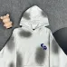 Chrome Hearts White/Black/Blue Hoodie with Blue Embroidered Cross and Distressed Smoke Effects #B54218