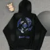 Chrome Hearts White/Black/Blue Hoodie with Blue Embroidered Cross and Distressed Smoke Effects #B54218