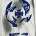 Chrome Hearts White/Black/Blue Hoodie with Blue Embroidered Cross and Distressed Smoke Effects #B54218