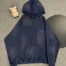Chrome Hearts White/Black/Blue Hoodie with Blue Embroidered Cross and Distressed Smoke Effects #B54218