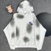 Chrome Hearts White/Black/Blue Hoodie with Blue Embroidered Cross and Distressed Smoke Effects #B54218