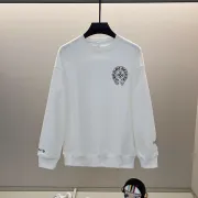 Stylish White/Black Chrome Hearts Sweatshirt With Classic Cross And Text Prints #B54341