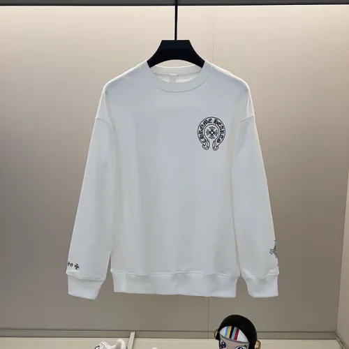 Stylish White/Black Chrome Hearts Sweatshirt With Classic Cross And Text Prints #B54341