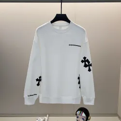 White/Black Chrome Hearts Sweatshirt With Distinctive Cross And Text Embellishments #B54342