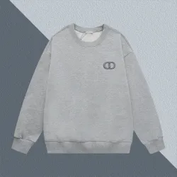 Dior Grey Crew Neck Sweatshirt With Iconic CD Logo For Timeless Luxury Style Grey/Black #B54227