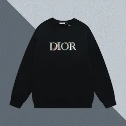 Dior White/Black Sweatshirt With Floral - Embroidered Logo For Elegant Casual Fashion #B54228