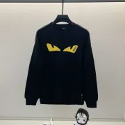 Fendi Black Sweatshirt With Iconic Yellow Monster Eye And Brand Logo Design #B54372