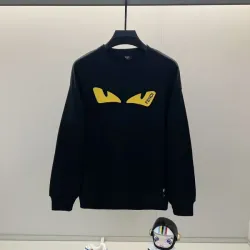 Fendi Black Sweatshirt With Iconic Yellow Monster Eye And Brand Logo Design #B54372