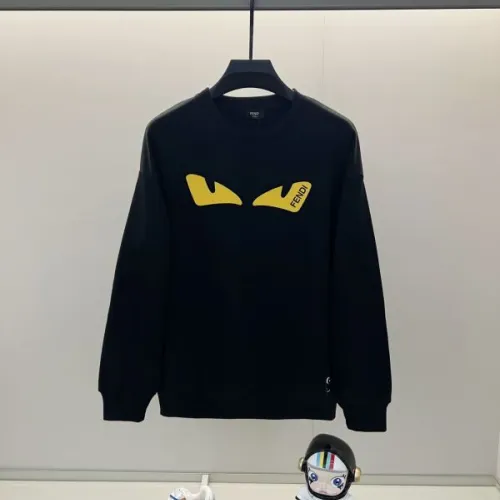 Fendi Black Sweatshirt With Iconic Yellow Monster Eye And Brand Logo Design #B54372