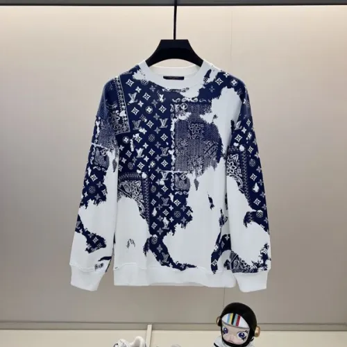 Louis Vuitton Inspired Monogram Pattern Patchwork Design White And Navy Sweatshirt #B54368