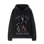 Off - White Black Hoodie With Artistic Graphic And Brand Tribute Design #B54199
