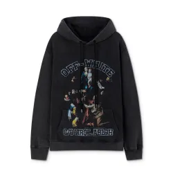Off - White Black Hoodie With Artistic Graphic And Brand Tribute Design #B54199