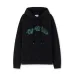 Off White Black Hoodie with Blue Green Glitter Logo and Front Pocket for Men and Women #B54202