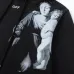Off - White Washed Black Hoodie With Artistic Religious Print And OFF Logo #B54281